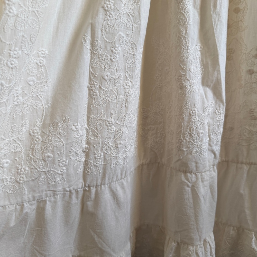 Zara Contrasting Embroidered Knit Dress Cotton Blend Tie Back NWT L Cottagecore - Picture 13 of 13